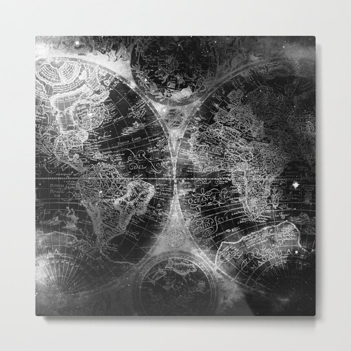 Antique map space stars black and white metal print Antique map space stars black and white metal print