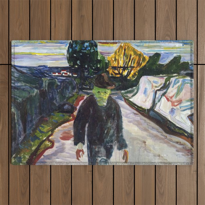 Edvard Munch the assassin enhanced with artificial intelligence Outdoor Rug