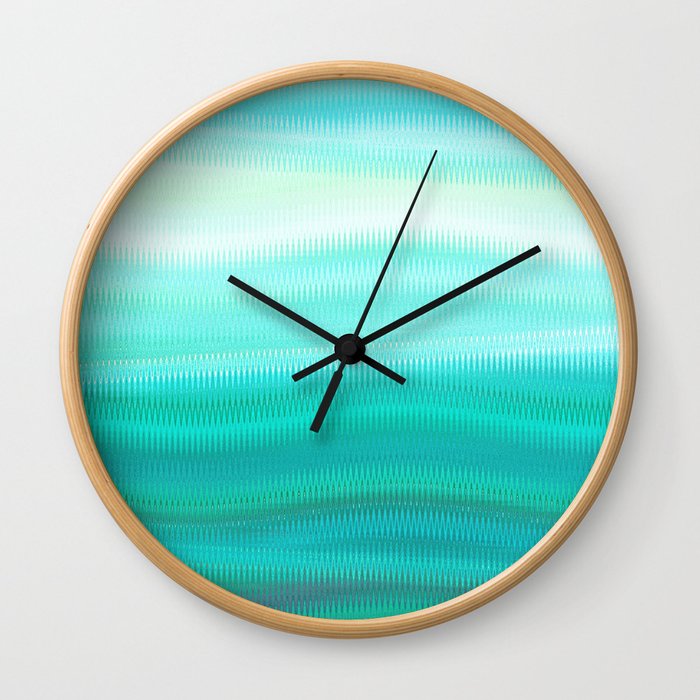 Green & Turquoise Mirage Pattern Wall Clock