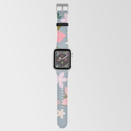 Les Fleurs | 06 - Flower Print Blue Pink Blush Floral Minimal Wall Art Flower Pattern Modern Decor Apple Watch Band