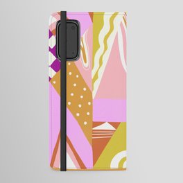 modern quilt II, pink + orange Android Wallet Case