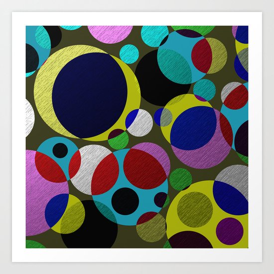 Bubbles - Fun, geometric, colourful design Art Print