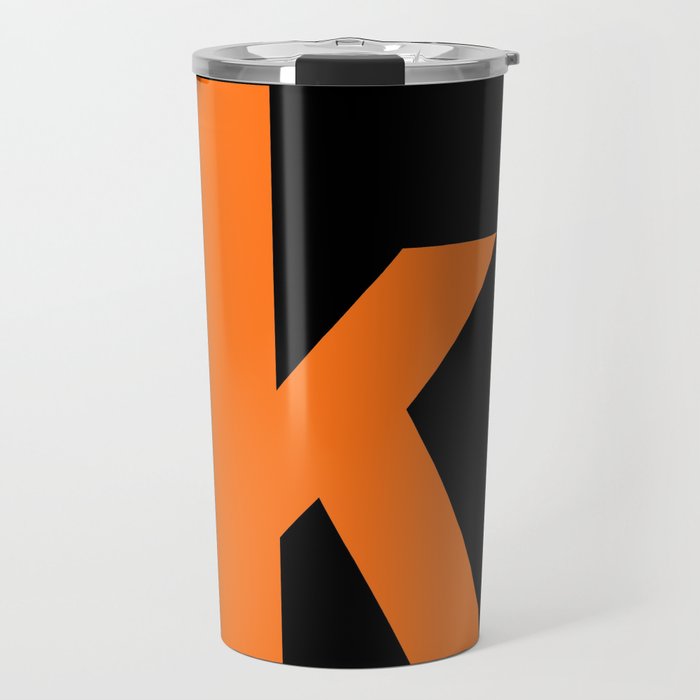 letter K (Orange & Black) Travel Mug