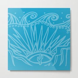 Saguaro Sunburst Blue Metal Print | Singlesaguaro, Southwesticon, Teal, Solosaguaro, Americansouthwest, Spiritofsouthwest, Skyblue, Saguaro, Arizonamagic, Painting 