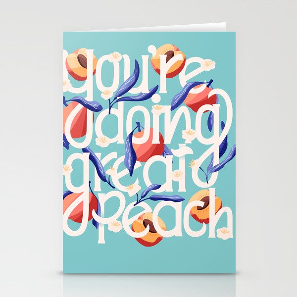 You're doing great peach lettering illustration with peaches VECTOR Stationery Cards