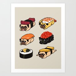 Sushi Pug Art Print