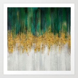 Green and gold motion abstract Art Print