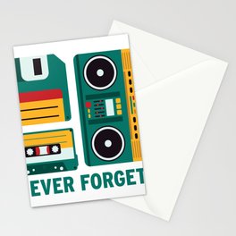 Never Forget Tape Floppy Disk Boom Box Stationery Cards