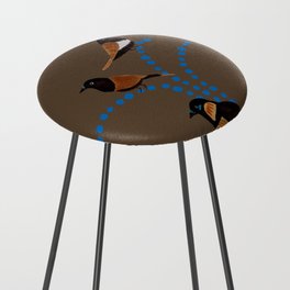 Birds on a Branch - Brown and Blue Counter Stool