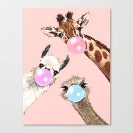 Bubble Gum Gang in Pink Canvas Print