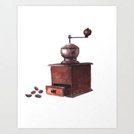 Vintage Coffee Mill Watercolor Art Print