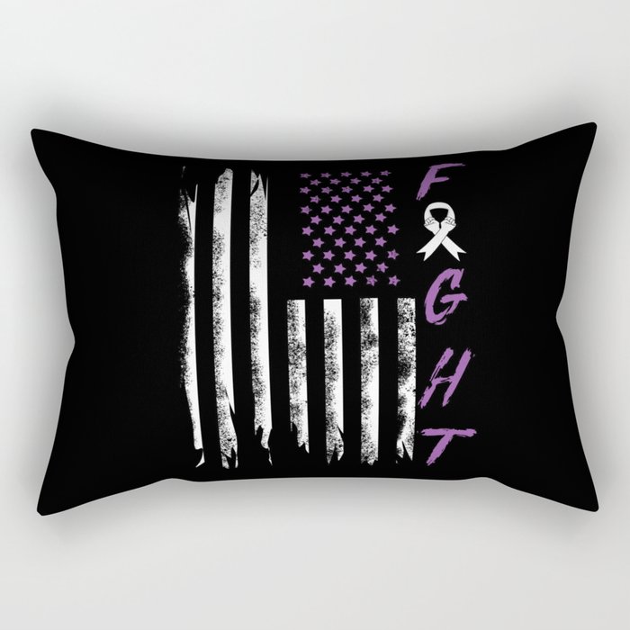 US Flag Purple Fight Pancreatic Cancer Awareness Rectangular Pillow