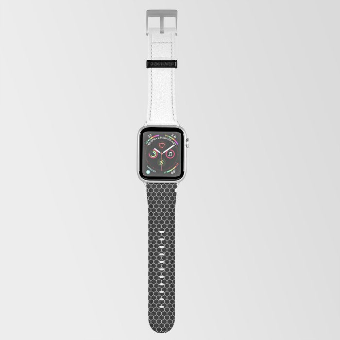 White Polka Dots Lace Horizontal Split on Black Apple Watch Band