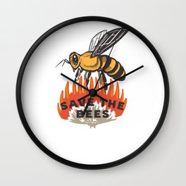 Save the Bees Quote / Pollinators Environmental Awareness design Wall Clock