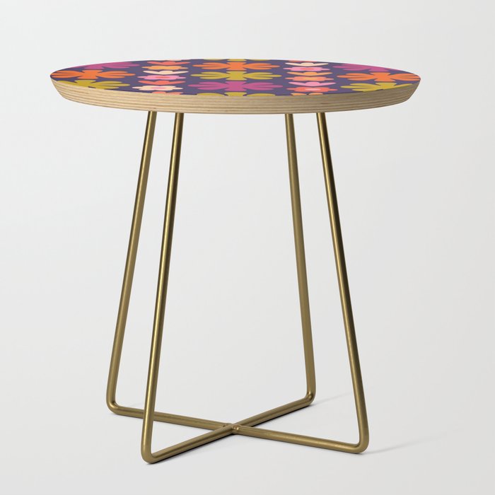 Flower Market Colorful Retro 60s 70s Floral in Pink Side Table