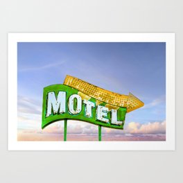Vacation Neon - Vintage neon Sign and Dreamy Sky Art Print