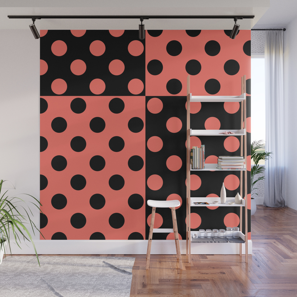 Simple , Black Coral Pattern , Polka Dot Wall Mural by decoli