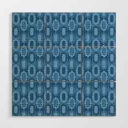 Abstract Geometric Flower Jewels in Blue Wood Wall Art