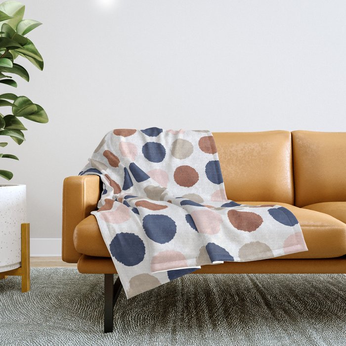 Rose Gold navy copper sparkle modern dots polka dots rosegold trendy pattern cell phone accessories Throw Blanket