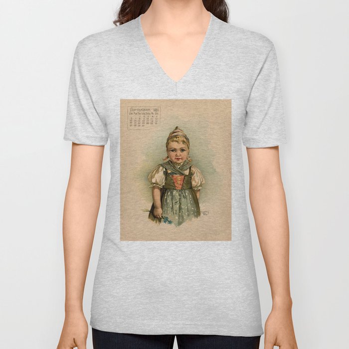 German Girl Maud Humphrey 1891 V Neck T Shirt