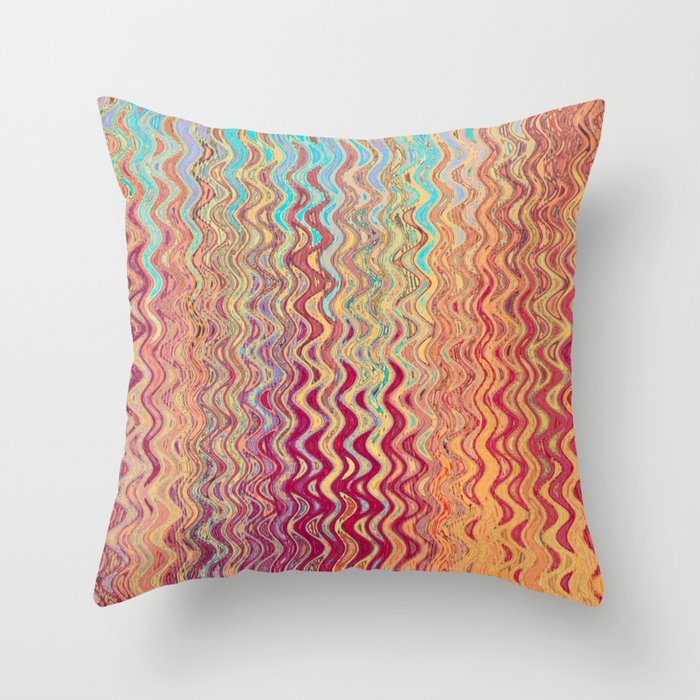 Colorful Wavy Lines Throw Pillow