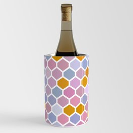 Pastel Violet, Pink and Yellow Hexagon Tile Pattern Wine Chiller