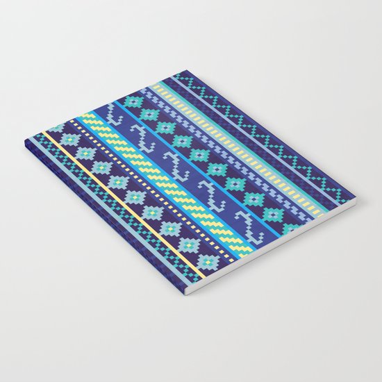 Cheery Blues Geometric Pattern Notebook