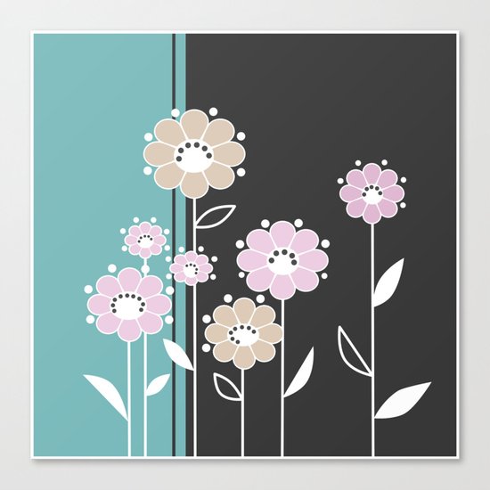 Floral applique . Retro . Canvas Print