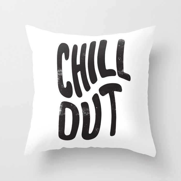 Chill Out Vintage Black and White Throw Pillow