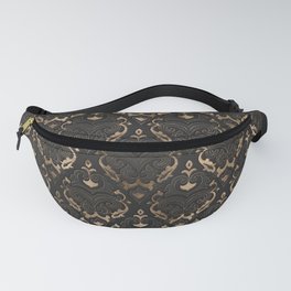 Persian Oriental Pattern - Black Leather and gold Fanny Pack