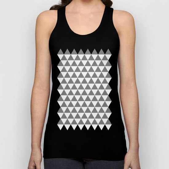 Triangles (Gray/White) Unisex Tank Top