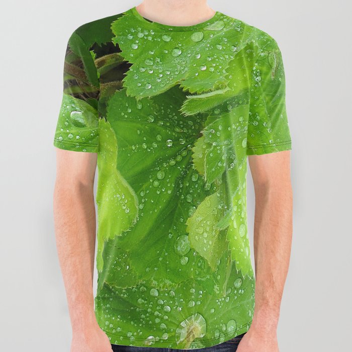 Dew Drops On The Green Leaves All Over Graphic Tee
