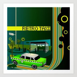 Retro taxi Art Print