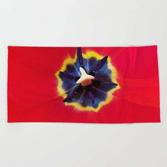 Seeing red (at tulip time) Beach Towel