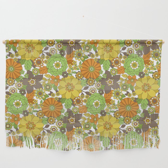 Retro Vintage 1960s 1970s Flower Power Floral Wall Hanging