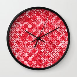 RED Ornate Prismatic Background. Wall Clock