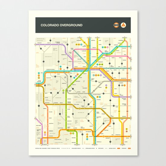COLORADO HIGHWAY MAP Canvas Print