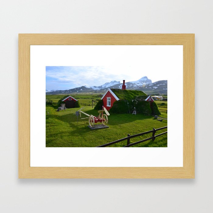 Lindarbakki Turf House in Borgarfjörður-Eystri in East-Iceland Framed Art Print