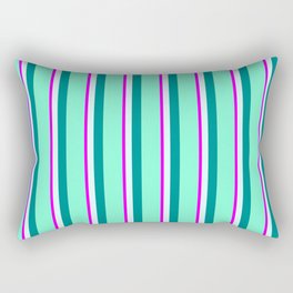 [ Thumbnail: Fuchsia, Light Cyan, Dark Cyan, and Aquamarine Colored Pattern of Stripes Rectangular Pillow ]