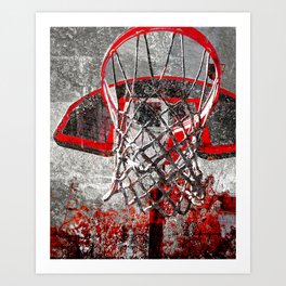 basketball art print red and black Art Print