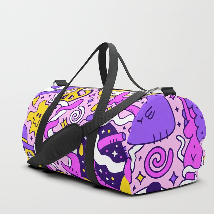 Colorful Funky 90s Smiley Trip Sketch Doodle Duffle Bag