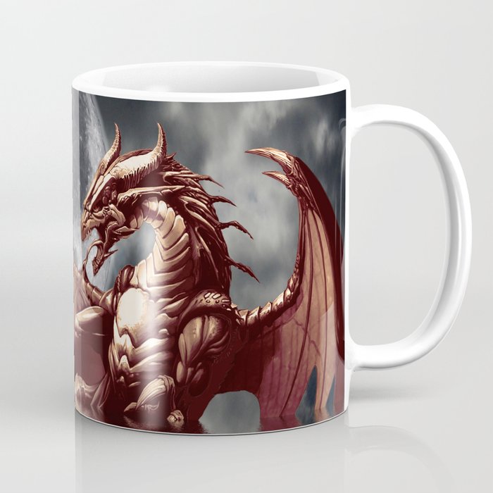 Mystical Dragon and Moon Fantasy Design Coffee Mug