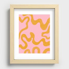 Cheerful Liquid Swirls - mustard yellow and pink Recessed Framed Print