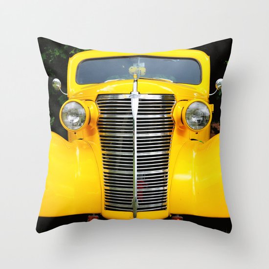 Yellow Chevy Throw Pillow