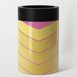 V - Pink and Gold Minimalistic Colorful Retro Stripe Art Pattern Can Cooler