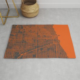 Chicago map orange Rug