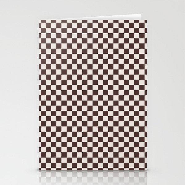 Retro Brown Checkered Pattern (xii 2021) Stationery Cards
