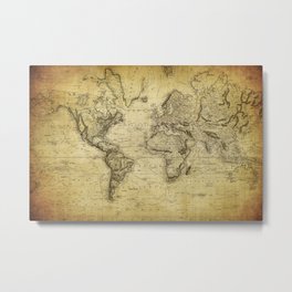 World Map 1814 Metal Print | Vintage, Political, Illustration, Painting 