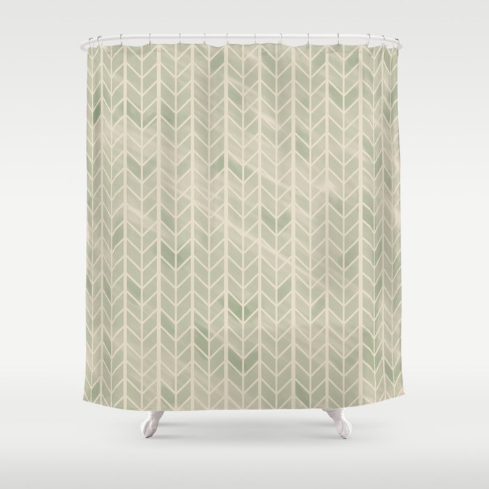 Herringbone // Jade Green Shower Curtain