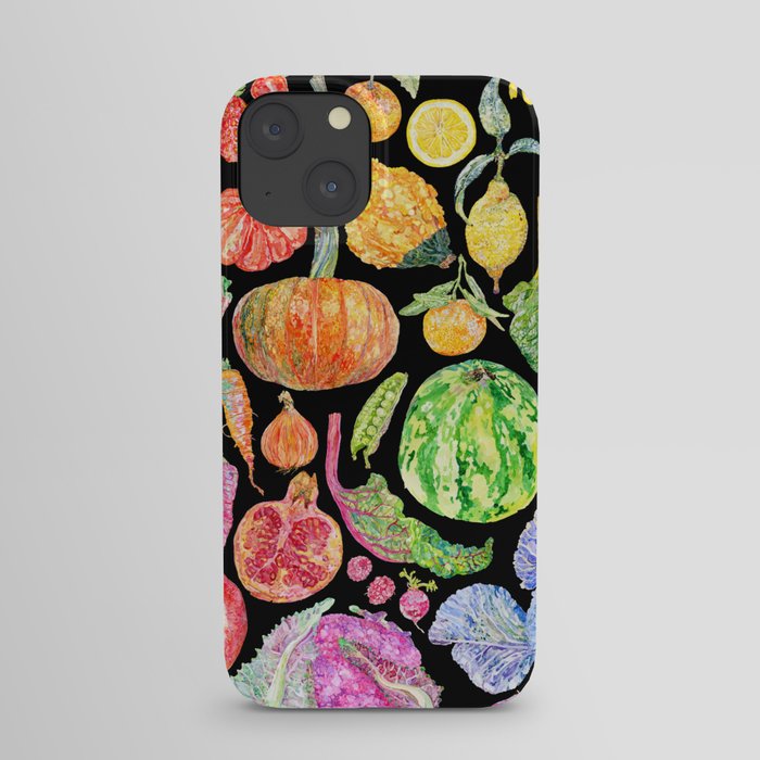 Rainbow of Fruits and Vegetables Dark iPhone Case